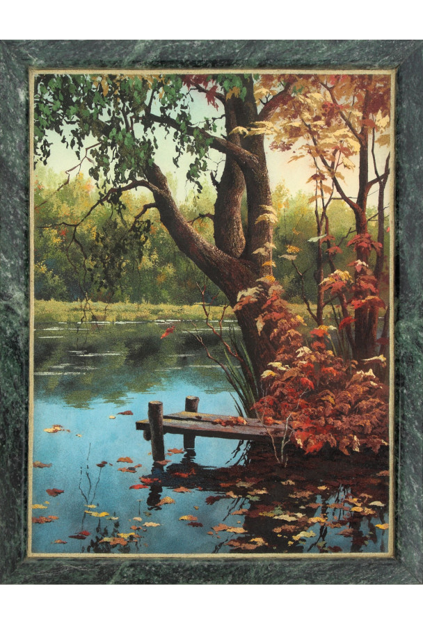Каменная картина 35*45 см "Мостик у воды"