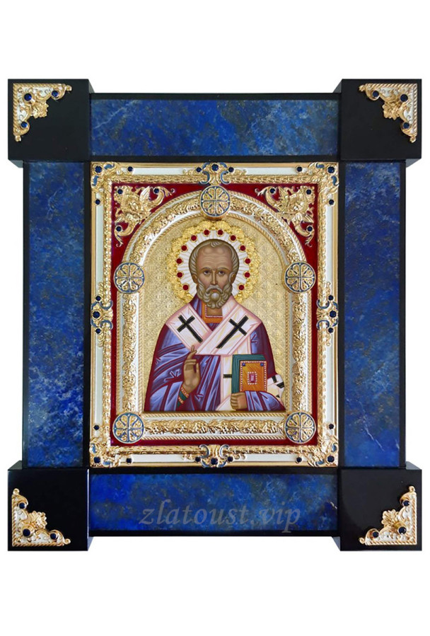 Икона лазурит "Святой Николай Чудотворец 253*209"
