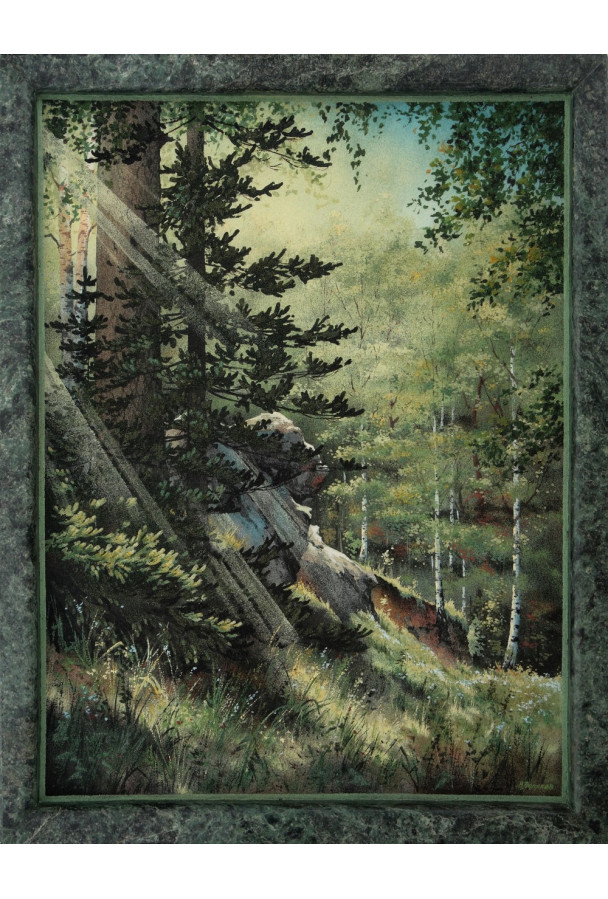 Каменная картина 35*45 см "Сквозь деревья"