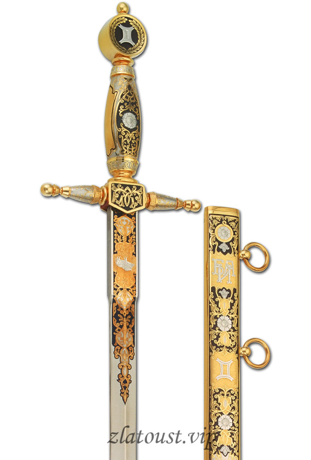 Кортик наградной именной "Монограмма и знак зодиака"